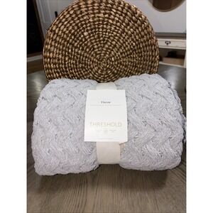 100% Recycled Polyester Chunky Chenille Throw Blanket Gray - Threshold NWT